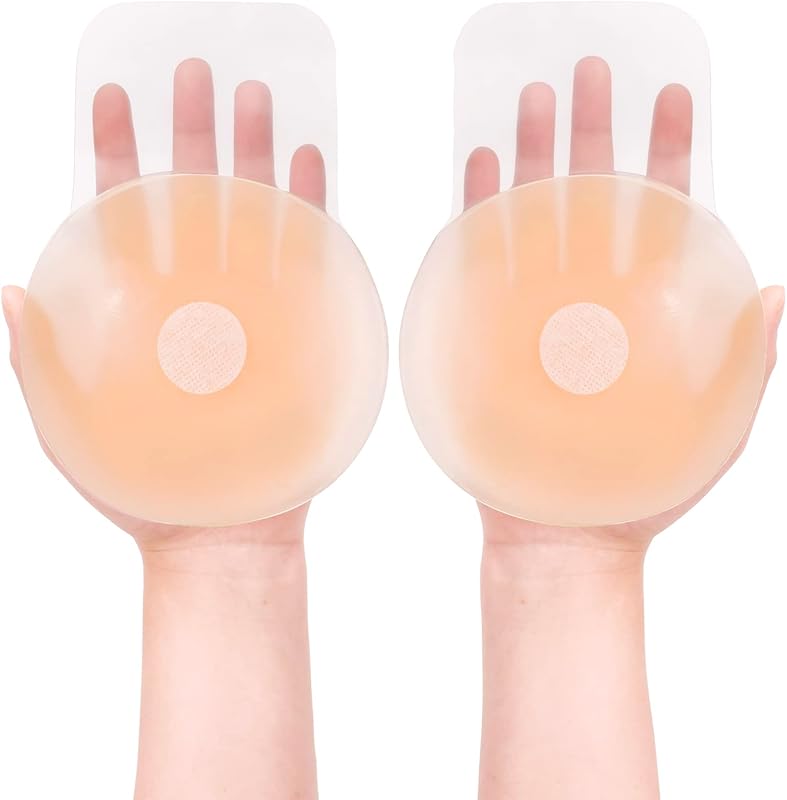 Shintrend Nipple Cover for Women: Silicone Breast Lift Pasties 5.1inch Reusable Adhesive Sticky Bra with Bob Tape