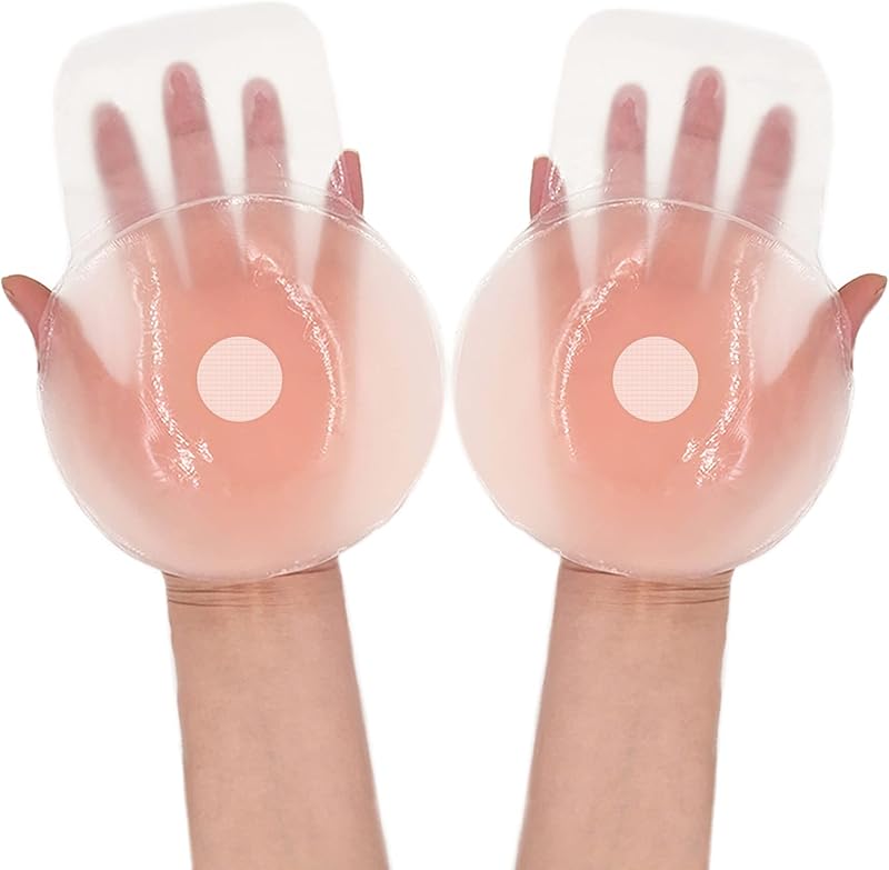 Shintrend Nipple Cover for Women: Silicone Breast Lift Pasties 5.1inch Reusable Adhesive Sticky Bra with Bob Tape