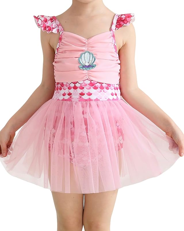 Toddler Swimsuit Girl Mermaid Baby Bathing Suit Girl Summer One Piece Girls Swimwear Ruffle Sleeve Swimsuits