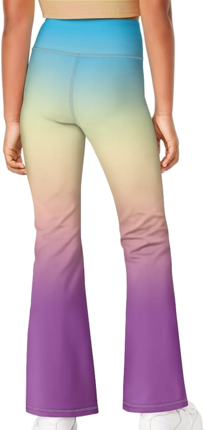 Girls' Athletic Leggings Bell Bottoms Kids Dance Running Yoga Pants High Waisted Workout Active Dance Tights