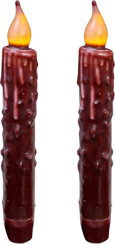 CVHOMEDECO. Real Wax Hand Dipped Battery Operated LED Timer Taper Candles Country Primitive Flameless Lights Décor, 6-3/4 Inch, Matt Black, 3 PCS in a Package