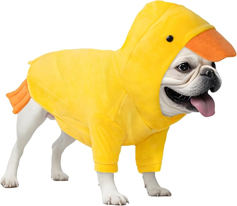 DELIFUR Dog Halloween Chicken Costume - Dog Thanksgiving Hoodies for Small Medium Pet Cute Animal Clothes Cosplay Sweatshirt for Boston Terrier (Chicken, Large)
