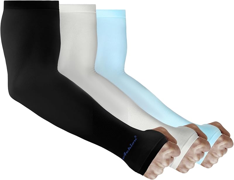 Achiou Arm Sun Sleeves Compression UV Protection Cooling for Men Women Summer Sunblock Basketball Football, Cover Arms Tattoo