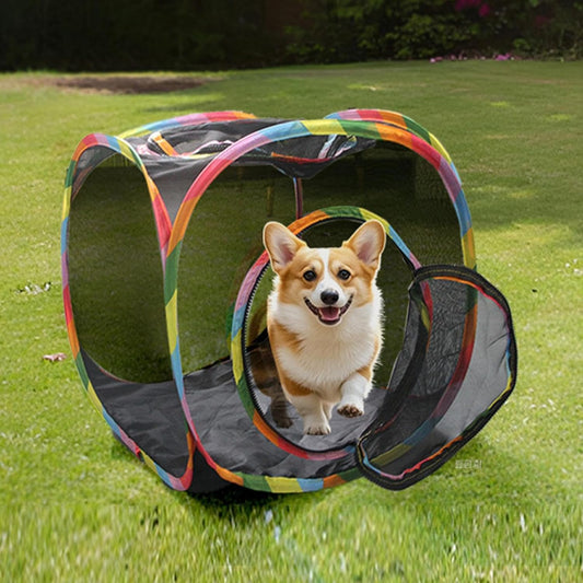 Cat Cube Tent, Rolling Cat Cube, Mesh Cube for Cats, Pet Play Cubic Outdoor, Folding Pop Open Pet Animal Playpen, Ventilated Pet Playhouse for Puppy Kitten Bunny (Black)