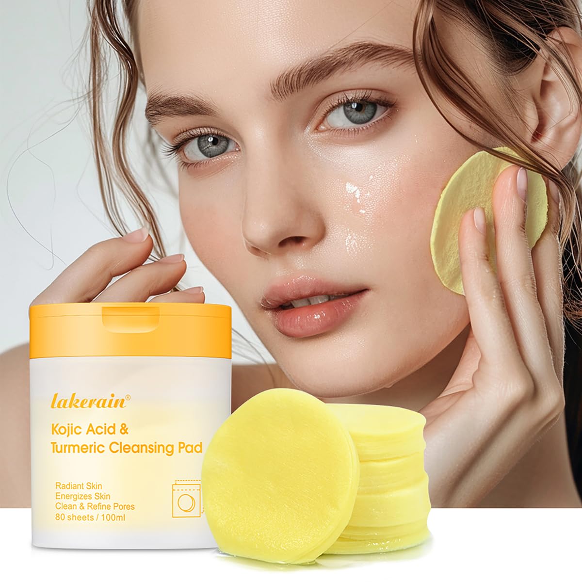 Turmeric Cleansing Pads 80 Counts, Turmeric Face Scrub Pads Exfoliating Face for deep cleansing Balance Skin Oil