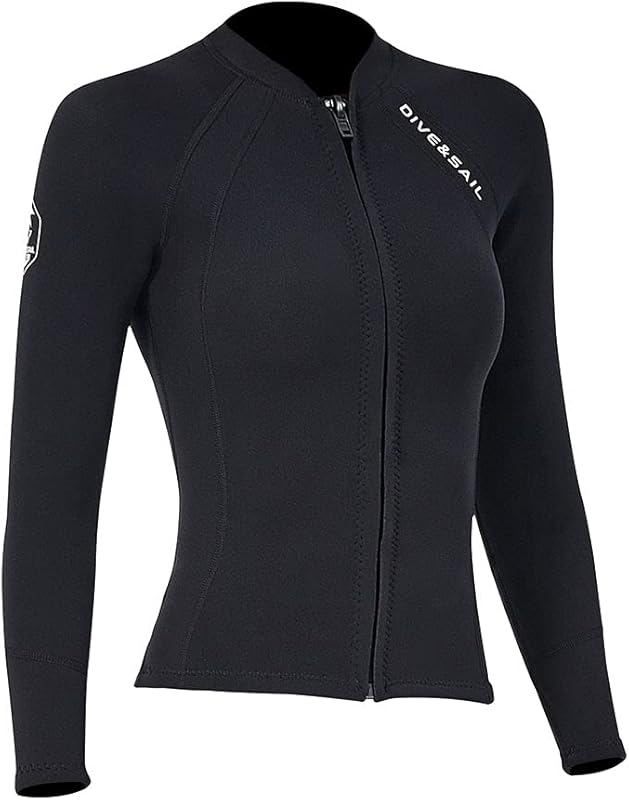 Wetsuit Top Women Men 2MM Neoprene Wetsuit Jacket Long Sleeve Diving Surfing Top, 3MM 1.5MM Wetsuits Shirt Vest Scuba Swimming Snorkeling Suit Swimsuit Warm Front Zip for Water Sports