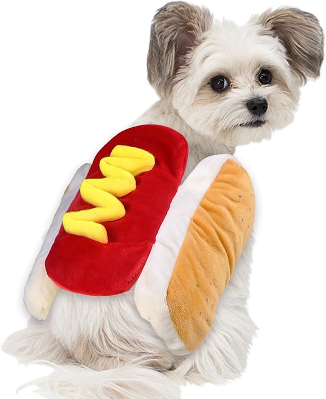 Dog Hot Dog Costume, Dog Halloween Costumes Funny Pet Hot Dog Costume for XS Small Medium Dogs Cats Pets (Small)