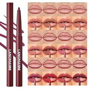 LANGMANNI 12 Colors Sculpting Matte Velvet Lip Liner Set,Smooth Creamy Texture,Waterproof And High Pigmented For Girls Daily Application Lip Makeup