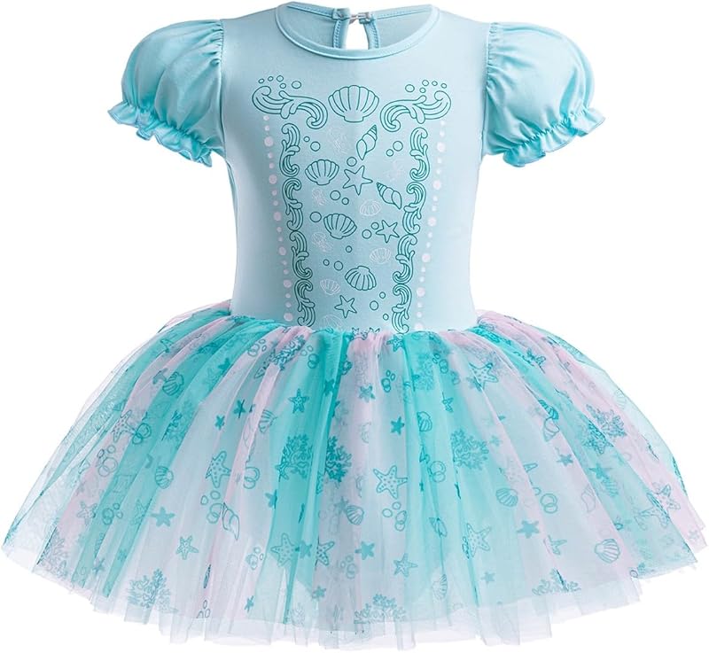 HIHCBF Princess Girls Leotards Ballet Dance Skirted Tutus Short Sleeve Dancewear Halloween Christmas Party Fancy Dress