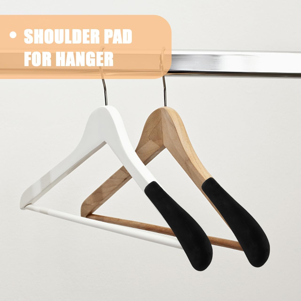 DOITOOL 10Pcs Velvet Hangers Shoulder Form Hanger Shoulder Pads Black Hanger Shoulder Protectors 0.2 Inch Wide Non-Slip Hanger Shoulder Shaper for Velvet Flocking Hangers