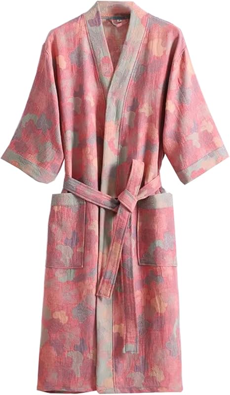 PRINCESS BRIDE 3/4 Sleeve Close Skin Cotton Gauze Summer Breathable Soft Pajamas Spa Bath Quick Dry Robe for Couples