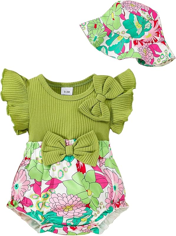 SUNNY PIGGY Newborn Baby Girl Clothes Baby Girl One Piece Romper Fall Winter Long Sleeve with Hat Sets Cute Infant Outfits