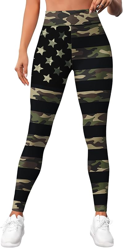 Leggings for Women Workout Funny Printed Gym Athletic Womens Yoga Pants Camo Print Legging Camouflage Floral Tropical Pants