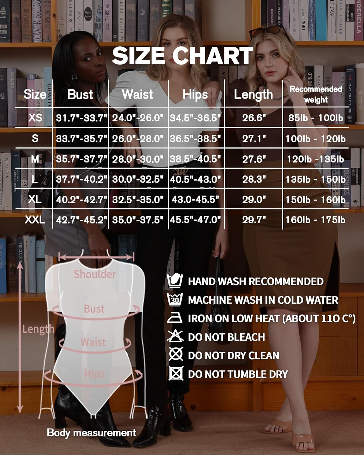 MANGOPOP Women's Bodysuit Deep V Neck Puff Short Sleeve Slim Fit Body Suits Casual Blouse Tops Elegant