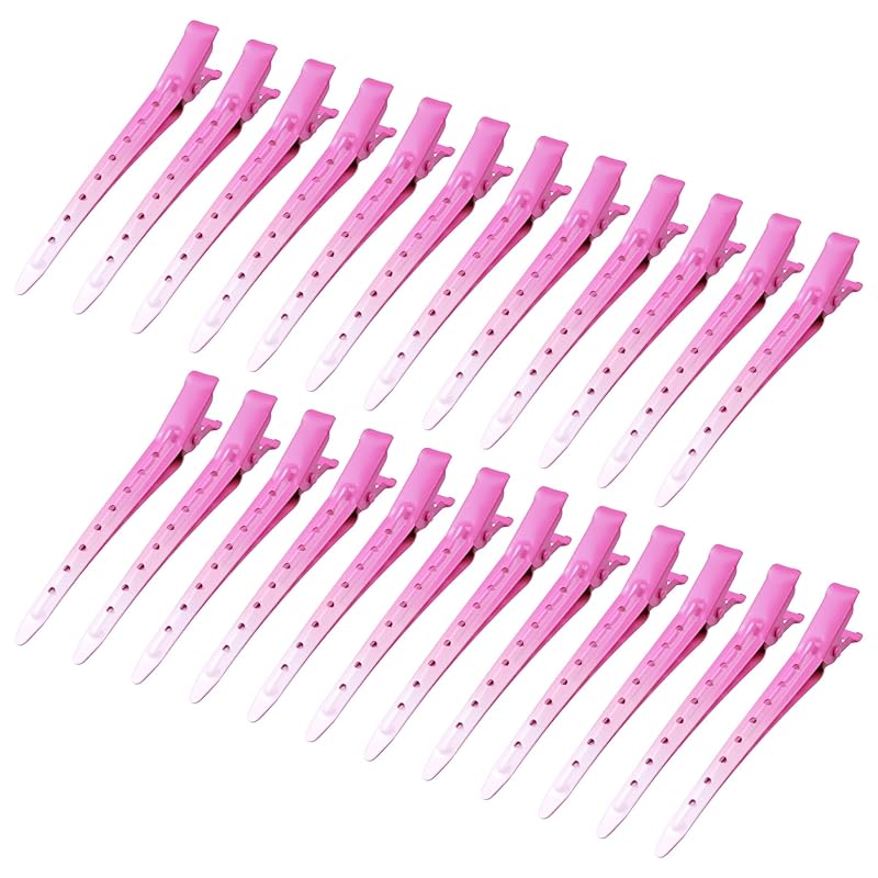 24 Packs Duck Bill Clips, Bantoye 3.5 Inches Rustproof Metal Alligator Curl Clips with Holes for Hair Styling, Hair Coloring, Silver