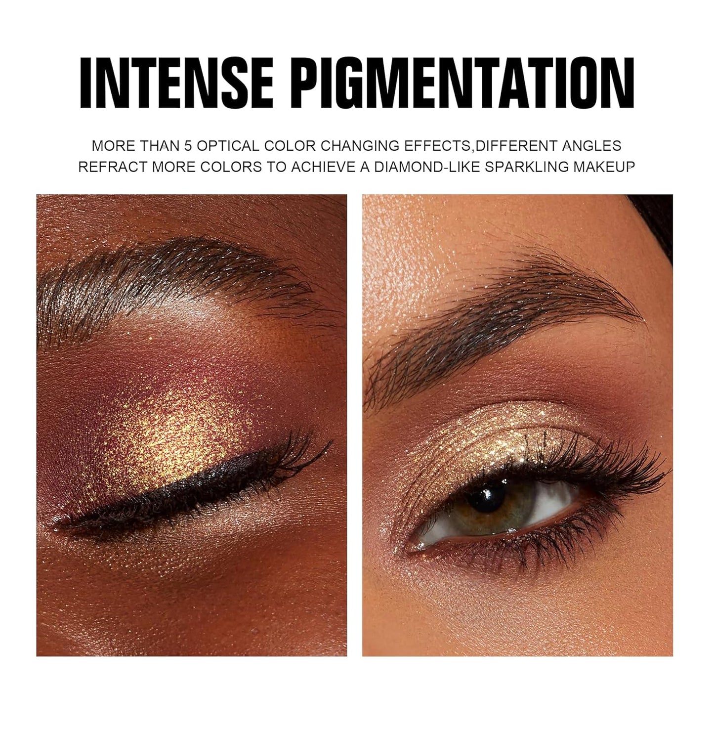 Chameleon Maroon Glitter Eyeshadow, Highly Pigmented Multichrome Color Shifting Shimmer Single Shadow, Holographic Sparkling Inner Corner Highlighter Shimmer Eye Makeup Palette, 03 Mocha
