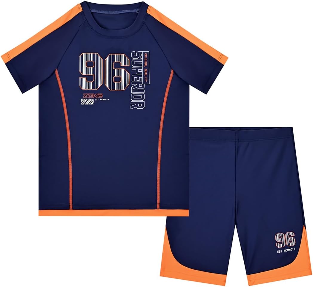 karrack Boys Two Piece Rash Guard Swimsuit Kid Water Sport Short Swimsuits UPF 50+ Sun Protection Bathing Suits