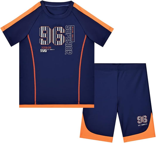 karrack Boys Two Piece Rash Guard Swimsuit Kid Water Sport Short Swimsuits UPF 50+ Sun Protection Bathing Suits