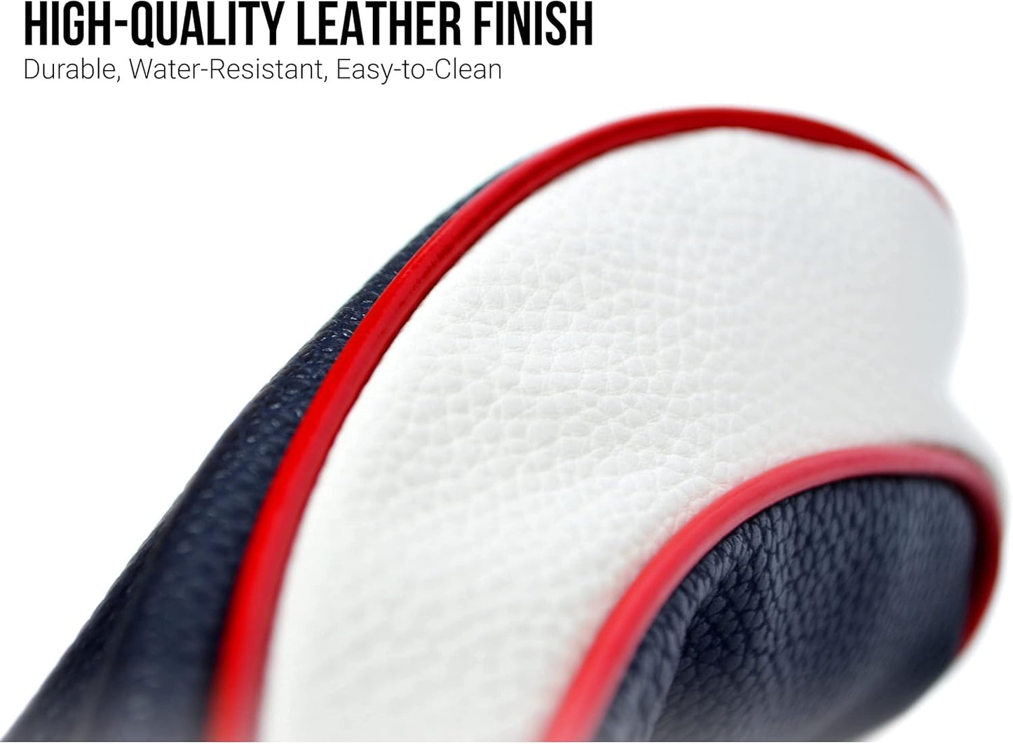 USA Golf Head Covers for Driver & Fairway Woods - Premium Leather Headcovers, Designed to Fit All Woods and Drivers