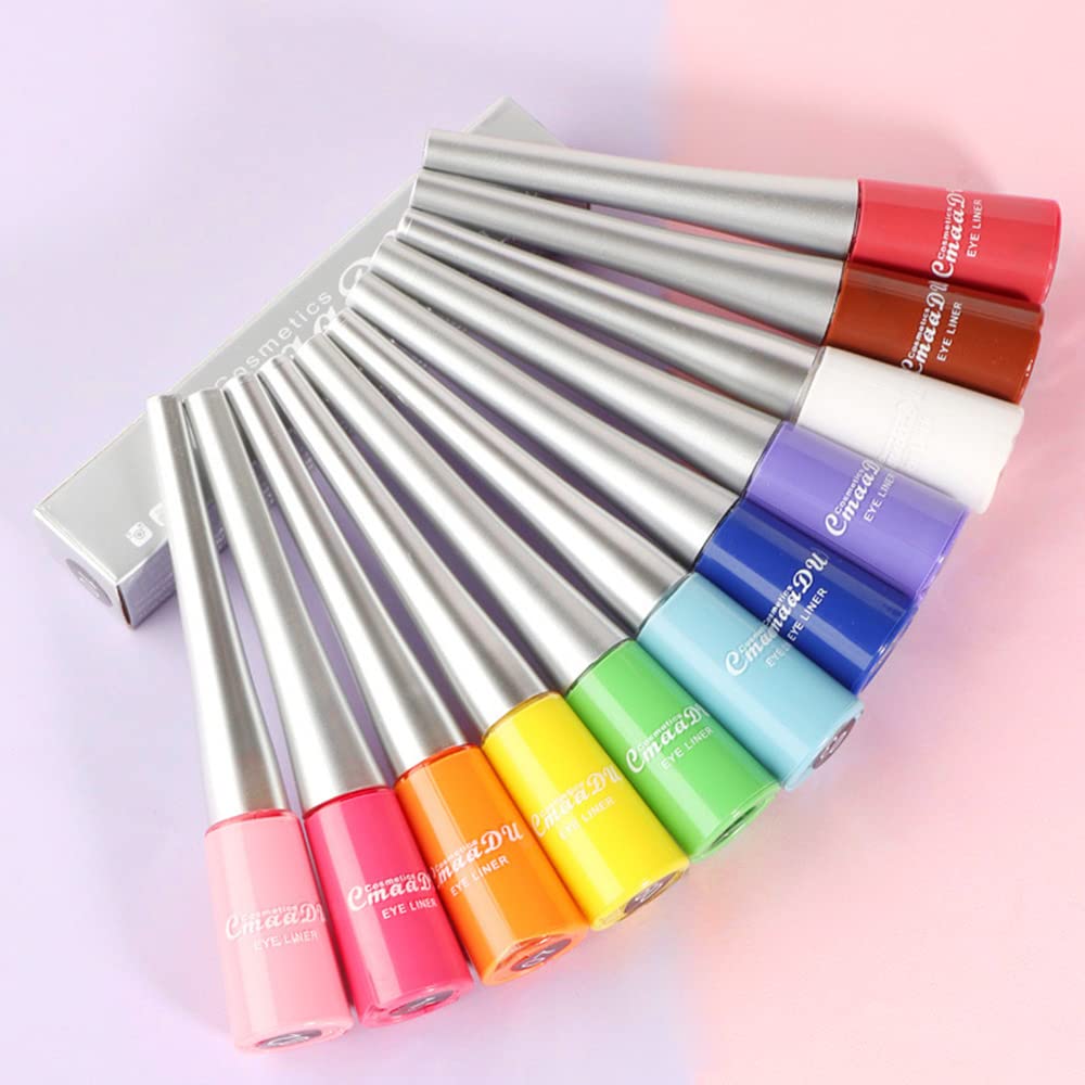 evpct 2Pcs White Black Liquid Eyeliner Set Waterproof White Eye Liners for Women Eyes Wing Eyeliner Stamps Shapes Colored Eyeliner delineador de ojos a prueba de agua contra el agua blanco para ojos
