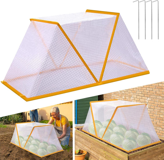 32.2" x 13" x 14.1" Garden Row Accelerator Plants Cover, Foldable Raised Garden Beds Vegetable Rows Plant Protector, Plant Net Cage Guard Greenhouse Cover for Protecting Vegetable Fruit from Animals