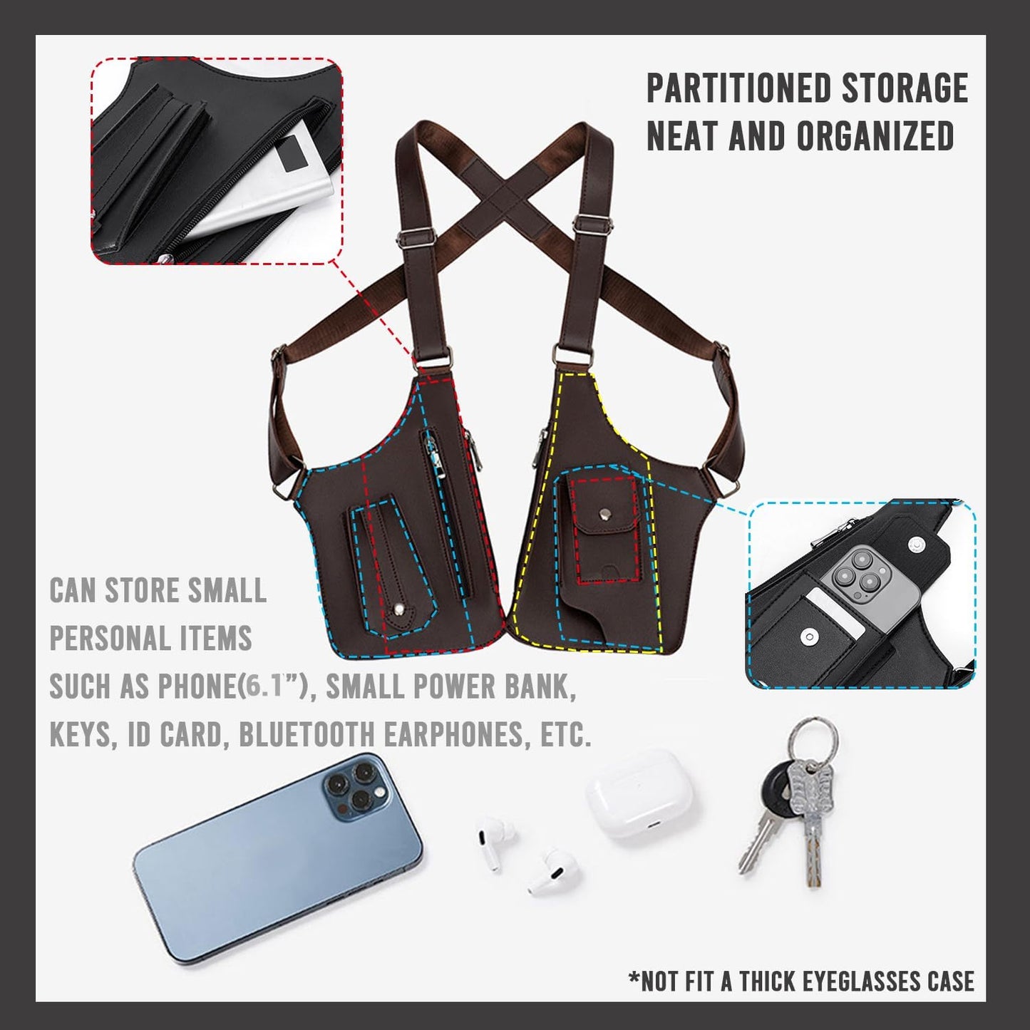 Double Shoulder Armpit Bag, 2025 New Men Anti-Theft Underarm Wallet Pocket Holster Phone Leisure Double Shoulder Pouch