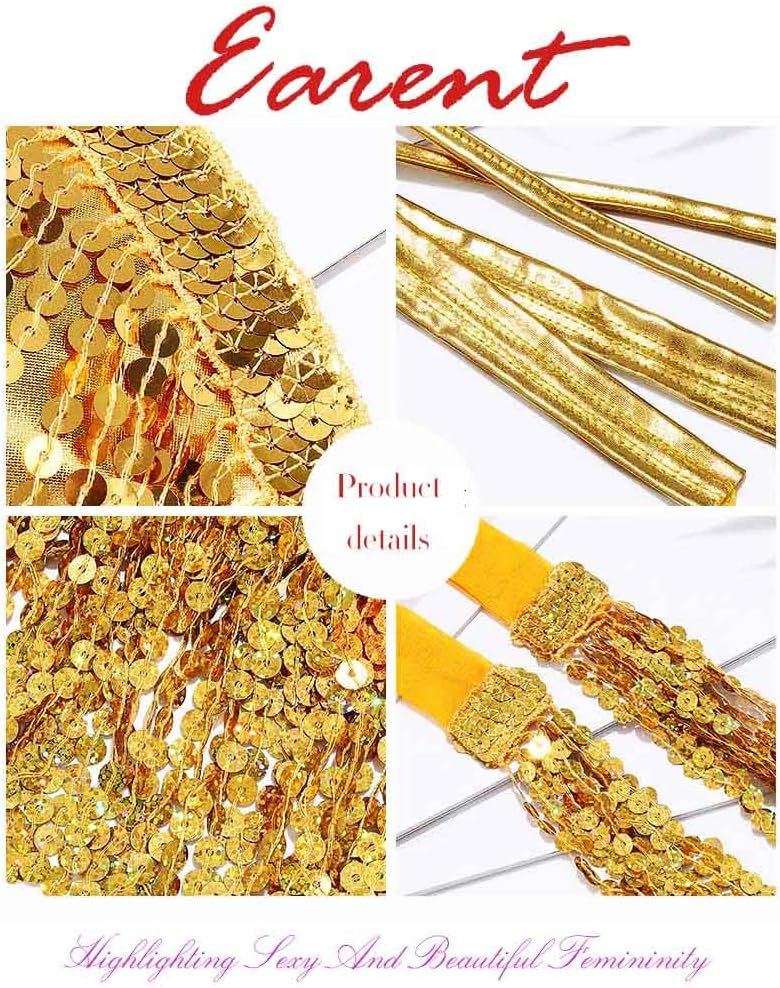 EARENT Fringe Belly Dance Costume Skirt Sequin Skirts Sets for Women