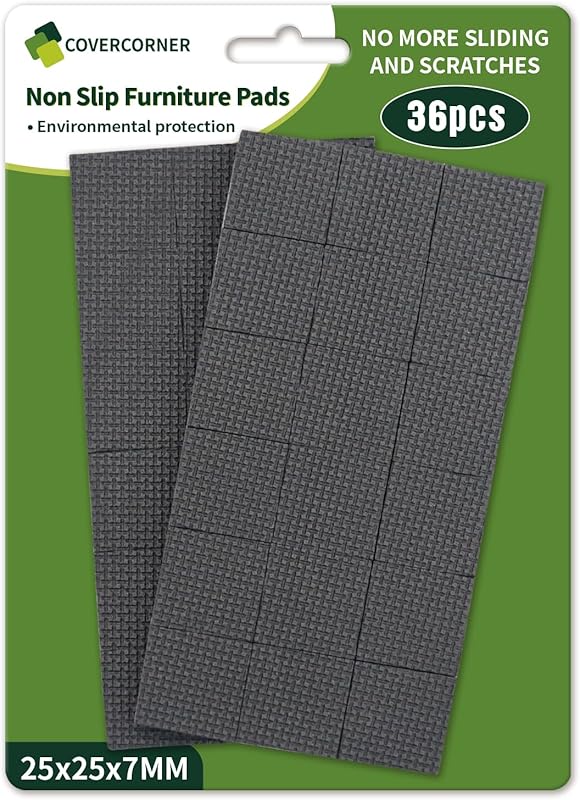 Non Slip Furniture Pads 16 PCS 2'' Square - Anti Slip Furniture Pads - Self Adhesive Rubber Feet Furniture Feet - Chair Leg Floor Protectors - Keep Furniture in Place