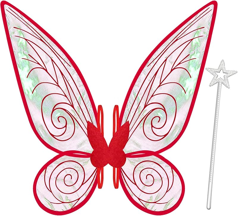 quescu Fairy Wings for Adults,Butterfly Wings for Girls,Angel Wings,Fairy Costume for Women Halloween Dress Up Party Favor (White)