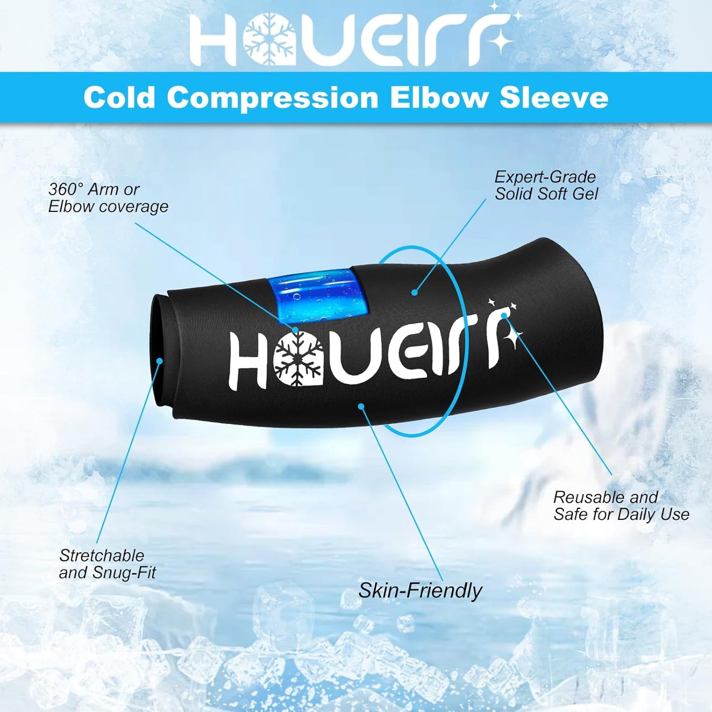 Ice Pack for Injuries Cold Compression Sleeve Flexible Cold/Hot Therapy Gel Ice Pack Wrap Pain Relief for Meniscus, MCL, ACL Reusable Cold Wrap Recovery for Elbow, Knee, Calf, Ankle - M