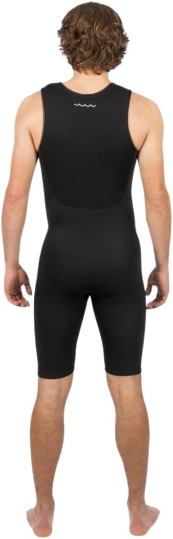 Mens Response 3/2mm Flatlock Short John Wetsuit - Black - Easy Stretch