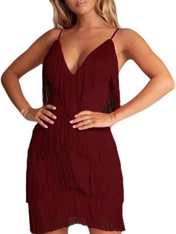 ECDAHICC Women’s Dresses Flapper Dresses 20s Gatsby with All-Over Fringe Mini Dresses