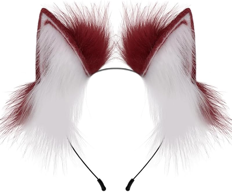 QinRuan Fox Cat Long Fur Ears Hair Headwear Wolf Animal Anime Halloween Cosplay Costume