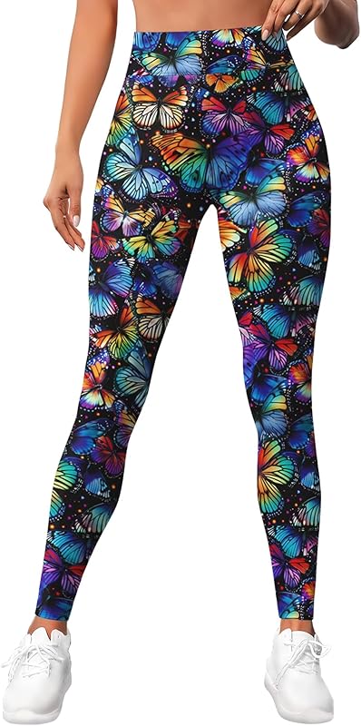 Leggings for Women Workout Funny Printed Gym Athletic Womens Yoga Pants Camo Print Legging Camouflage Floral Tropical Pants