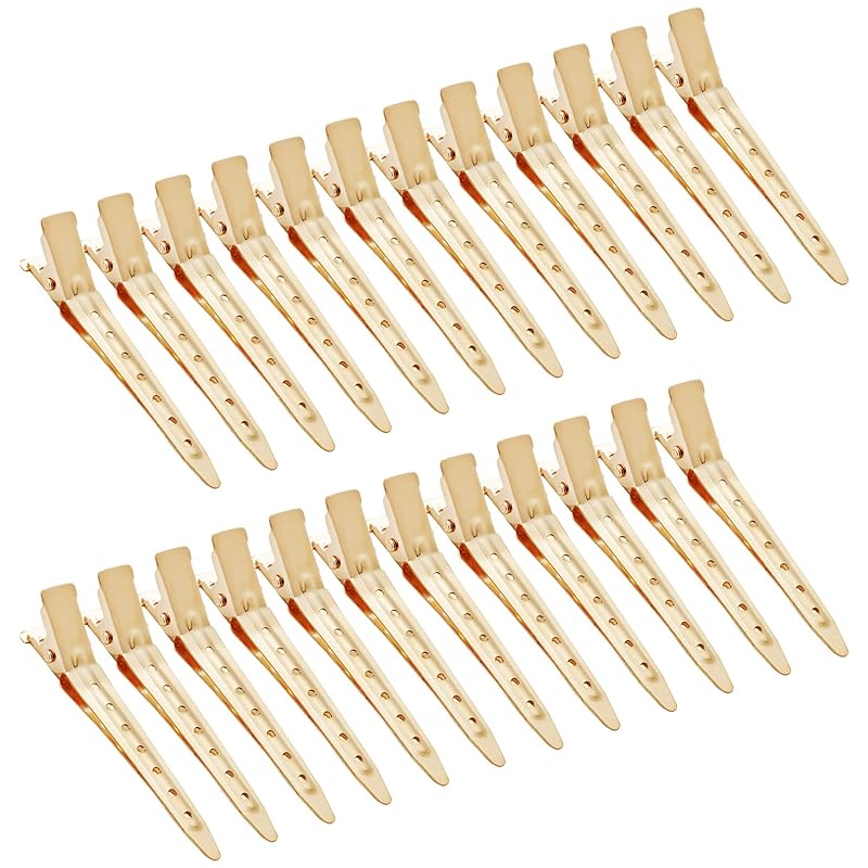 24 Packs Duck Bill Clips, Bantoye 3.5 Inches Rustproof Metal Alligator Curl Clips with Holes for Hair Styling, Hair Coloring, Silver