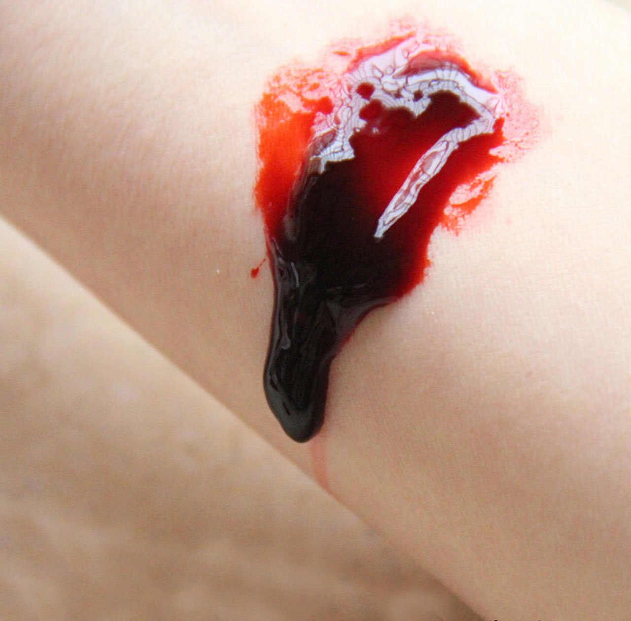 Fake Blood Fake Coagulated Scab Blood Gel (1.06Oz) Halloween Makeup Stage SFX Special Effects Makeup Kit with Stipple Sponge