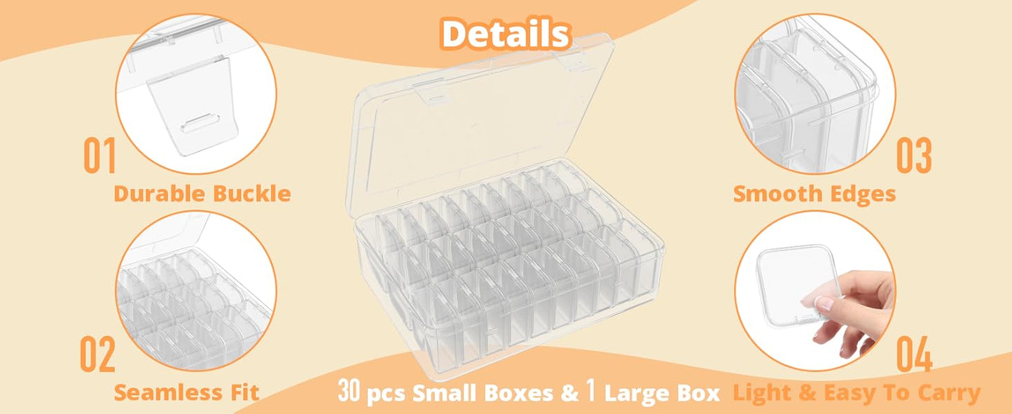Mathtoxyz Bead Organizer Box, 62Pcs Small Bead Organizers and Storage Plastic Cases Mini Clear Bead Storage Containers Boxes with Hinged Lid and Rectangle for Bracelet Making DIY Jewelry Craft Nail