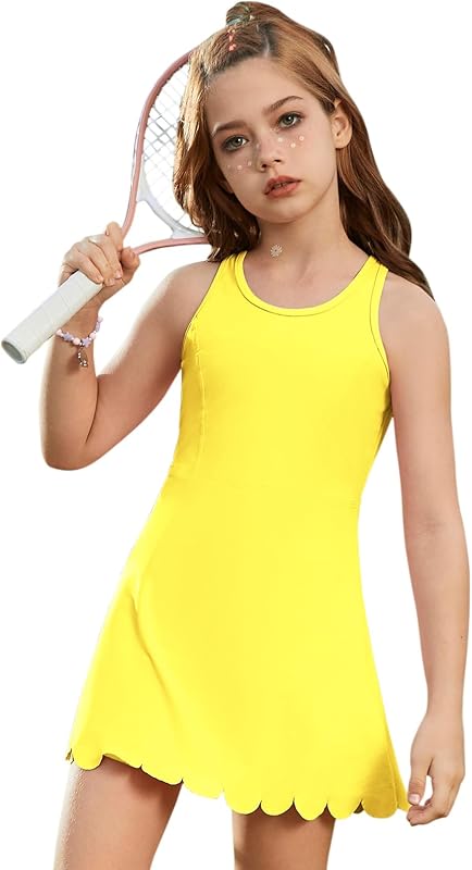Jxstar Girls Tennis Dress Sleeveless Golf Outfit High Waist Workout Athletic Skorts Sets with Shorts Pockets