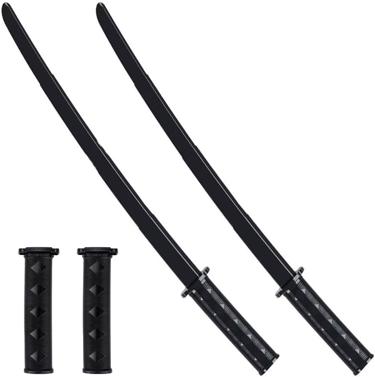 2PCS 3D Printed Gravity Retractable Samurai Sword Model Toys, Plastic Katana Sword Toy, Telescopic Anime Plastic Swords, Swords for Boys & Adults(Black)