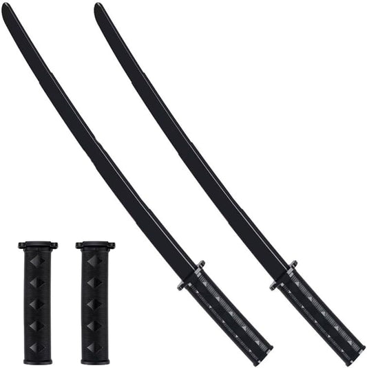 2PCS 3D Printed Gravity Retractable Samurai Sword Model Toys, Plastic Katana Sword Toy, Telescopic Anime Plastic Swords, Swords for Boys & Adults(Black)