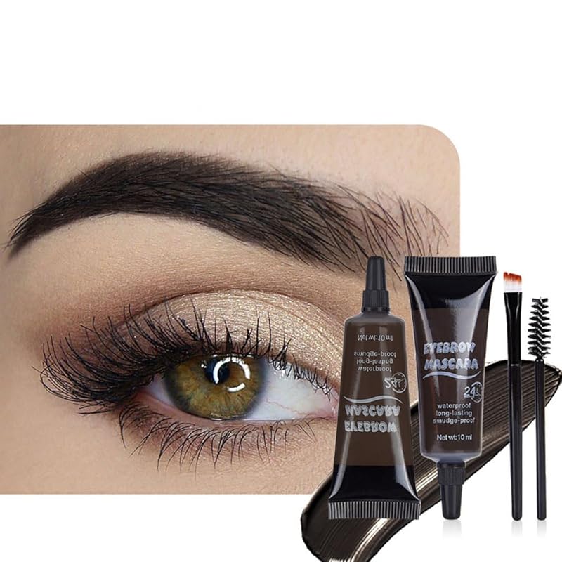 Tinted Thickening Eyebrow Mascara with Two Eyebrow Brushes,Brow Fast Sculpt,Waterproof,Transfer-proof,Eyebrow Tinting Kit- Cruelty Free - Light Medium Brown (1 Pack) (1Pc 01#Brown)