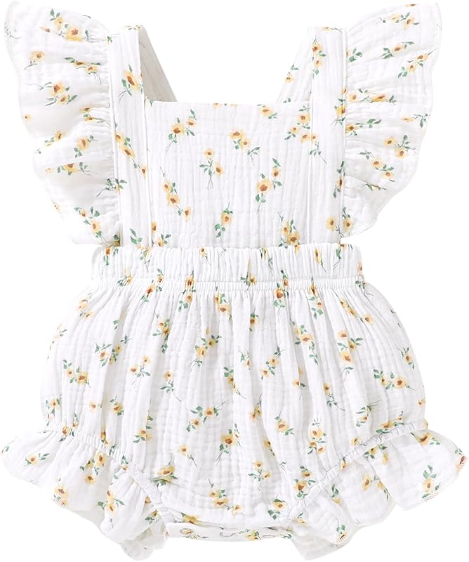 Happy Town Newborn Baby Girl Clothes Infant Summer Romper Sleeveless Floral Cute Outfits One Piece Jumpsuit Bodysuit