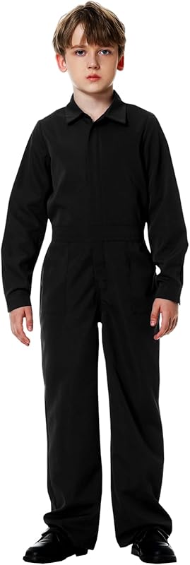 AOBUTE Kids Halloween Boys Solid Color Jumpsuit with Pockets 3-14 Years