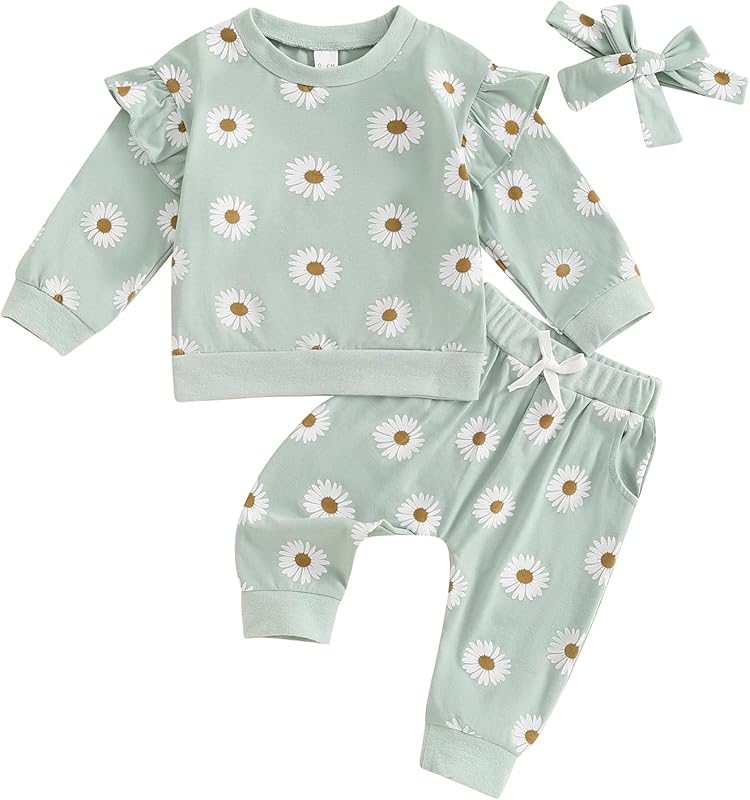 Newborn Infant Baby Girl Clothes Set Sweatshirts Tops Pants Toddler Girl Outfits Gifts 3 6 9 12 18 24 Months