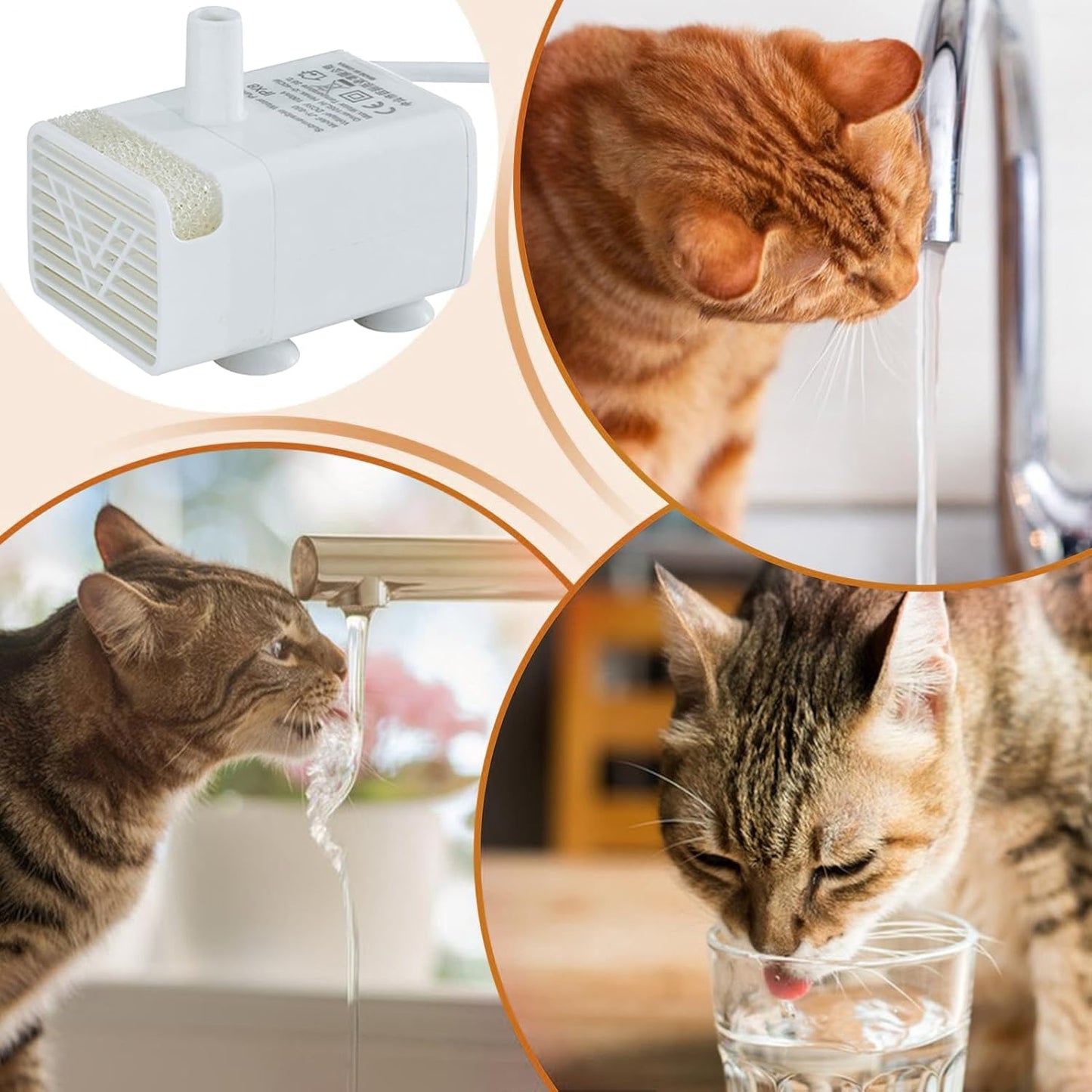 Katzen Trinkbrunnen Pumpe - Ersatzpumpe Für Katzenbrunnen Tränkesysteme | Leiser Energiesparender Tauchmotor Mit Niedrigem Stromverbrauch