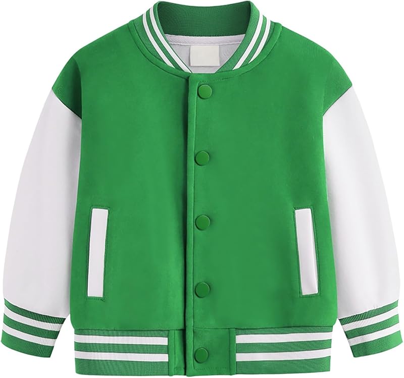 Toddler Baby Boy Girl Baseball Jacket Y2 Varsity Bomber Jackets Print Color Block Button Letterman