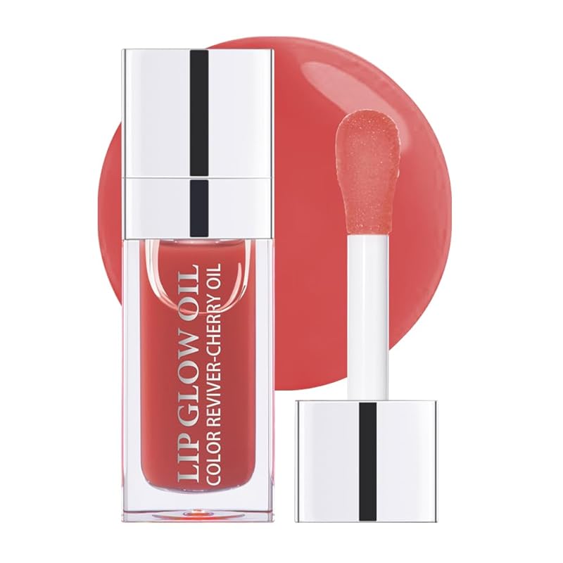 Hydrating Lip Glow Oil, Plumping Lip Oil, Tinted Lip Balm Lip Care, Transparent Toot Lip Oil, Moisturizing Lip Gloss, Non-Sticky Long Lasting Lip Oil Gloss, Lip Plumper Gloss (Pink)