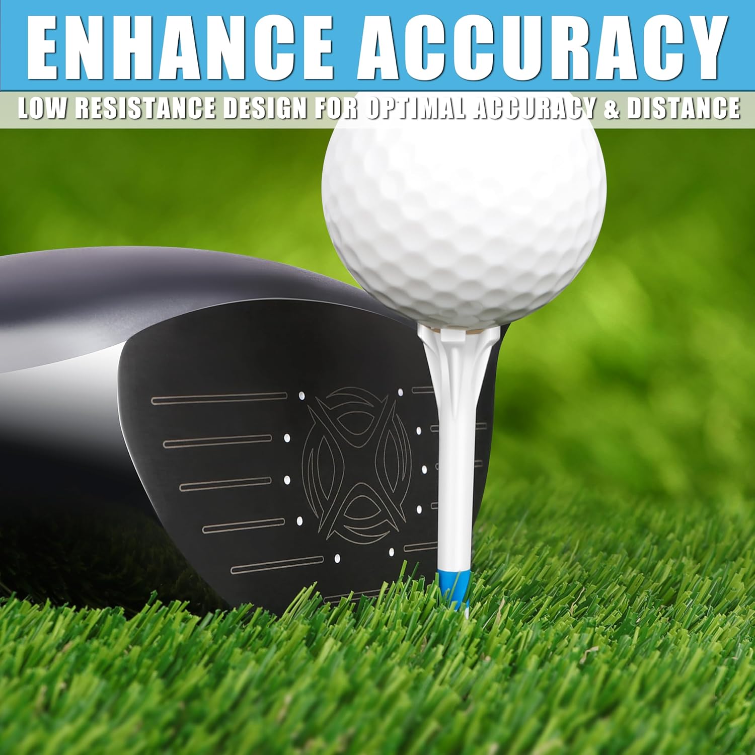 CHAMPKEY Advanced 5 - Prong Plastic Golf Tees 100 Pack - 50% Ball Contact Surface Optimization with Longer Distance Performance Golf Tees Plastic - TrendyLookz