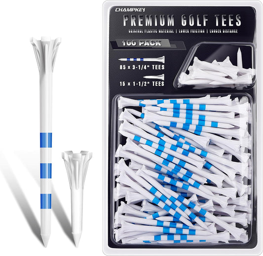 CHAMPKEY Advanced 5 - Prong Plastic Golf Tees 100 Pack - 50% Ball Contact Surface Optimization with Longer Distance Performance Golf Tees Plastic - TrendyLookz