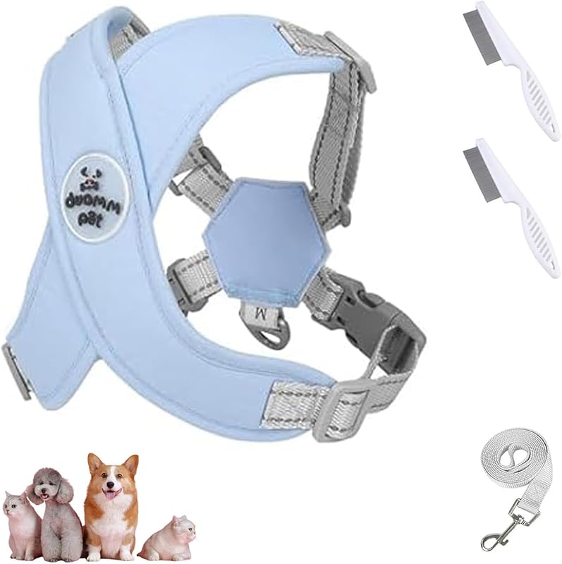 Chewie Cozy Dog Harness, Chewie - Adjustable No Choke No Pull Reflective Cozy Harness with Traction Rope, Soft Breathable (Pink, S) - TrendyLookz
